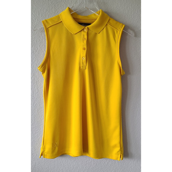 Loudmouth Golf Tops - Loudmouth Golf Womens Tank Top Size Large Yellow Sleeveless Collar Buttons Slits